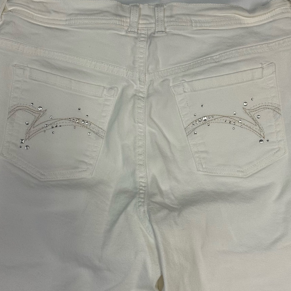 Gloria Vanderbilt Long White Shorts | Embellish Pockets | Ladies Size 12 Vintage - Picture 3 of 7